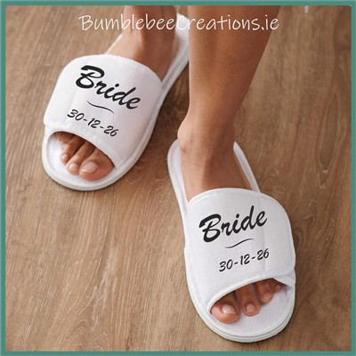 Bridal Party Slippers : Open Toe
